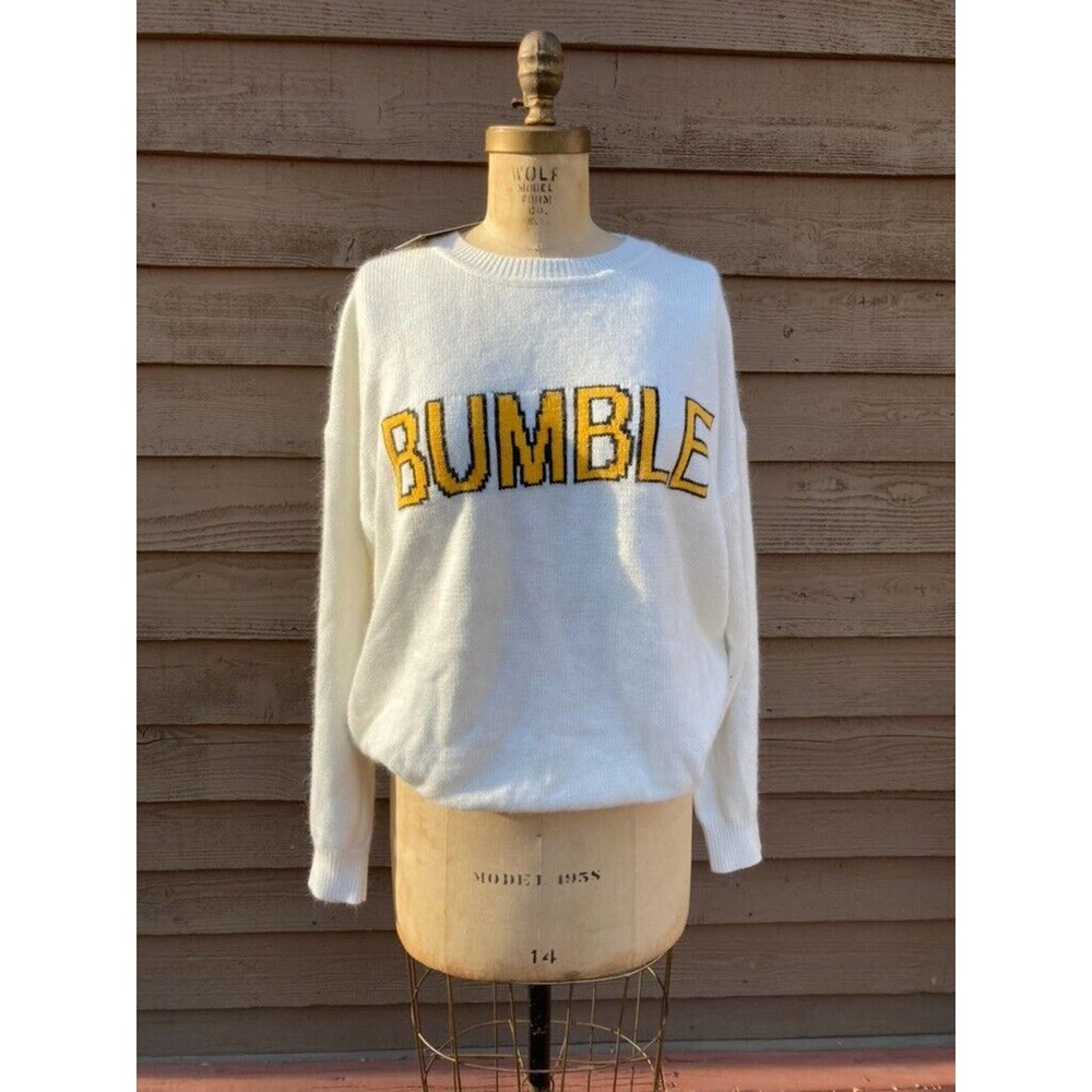 Bumble‎ Sweater Adult Crewneck Knitted Long Sleeve Sweater White 42 XXL NWT